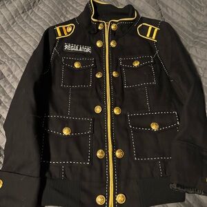 Sour N Cream Black Military Style Jacket with Gold Accents